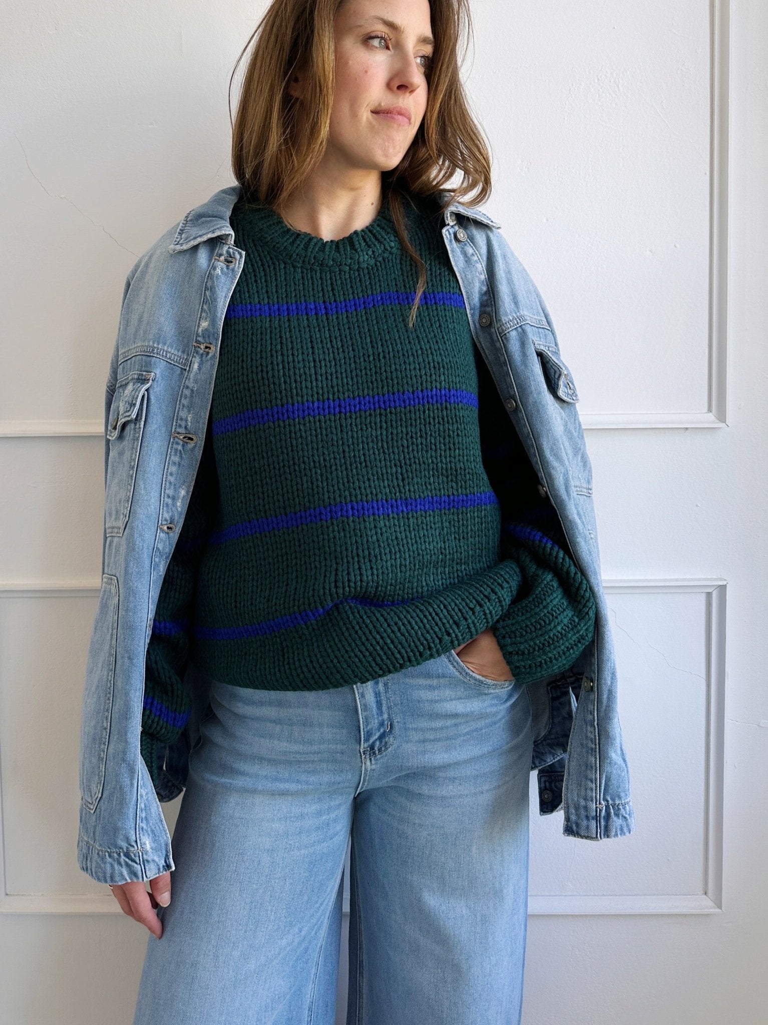 Chunky Crew Neck Sweater - Spring Sweet