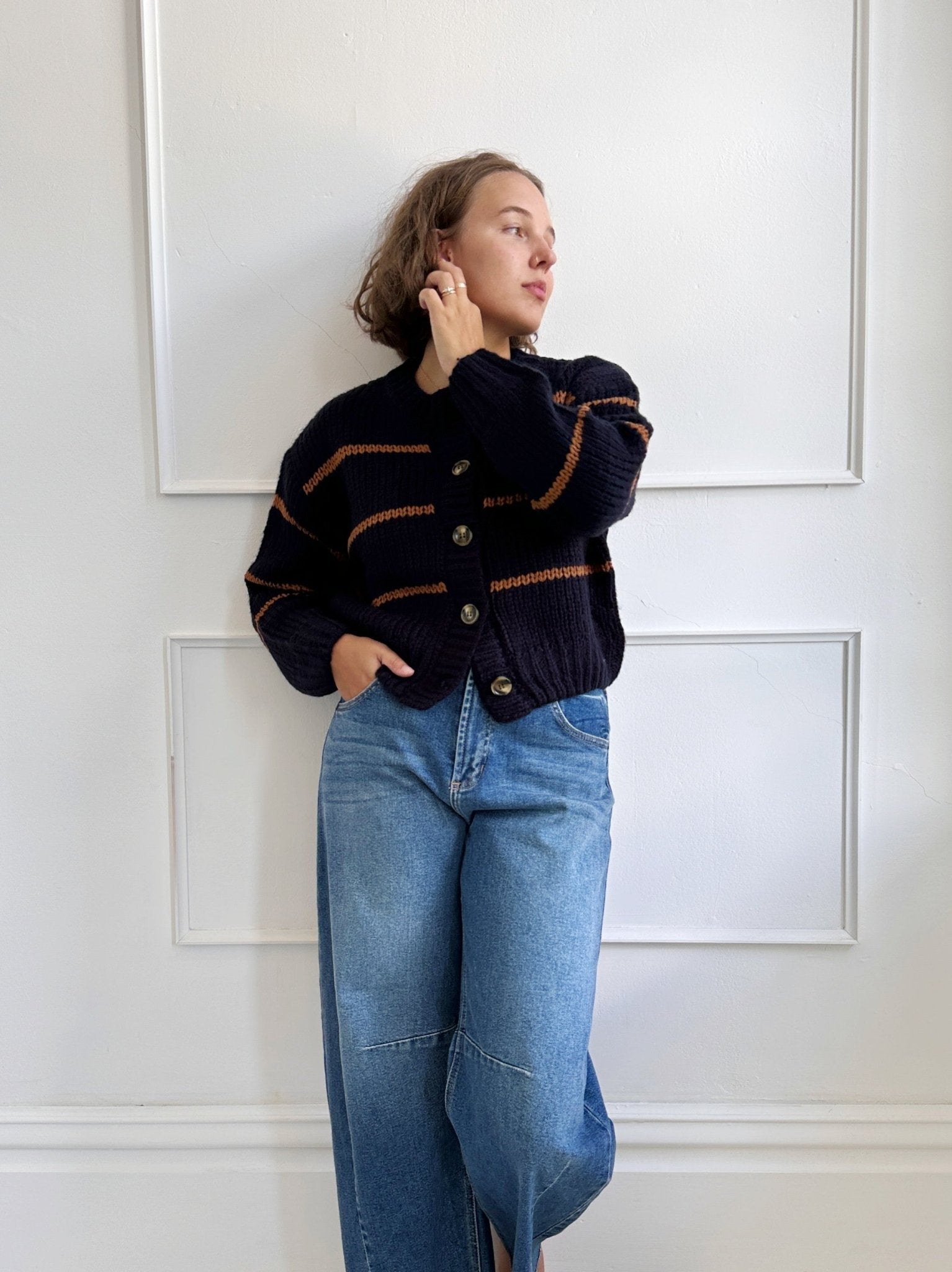 Chunky Knit Striped Cardigan - Spring Sweet