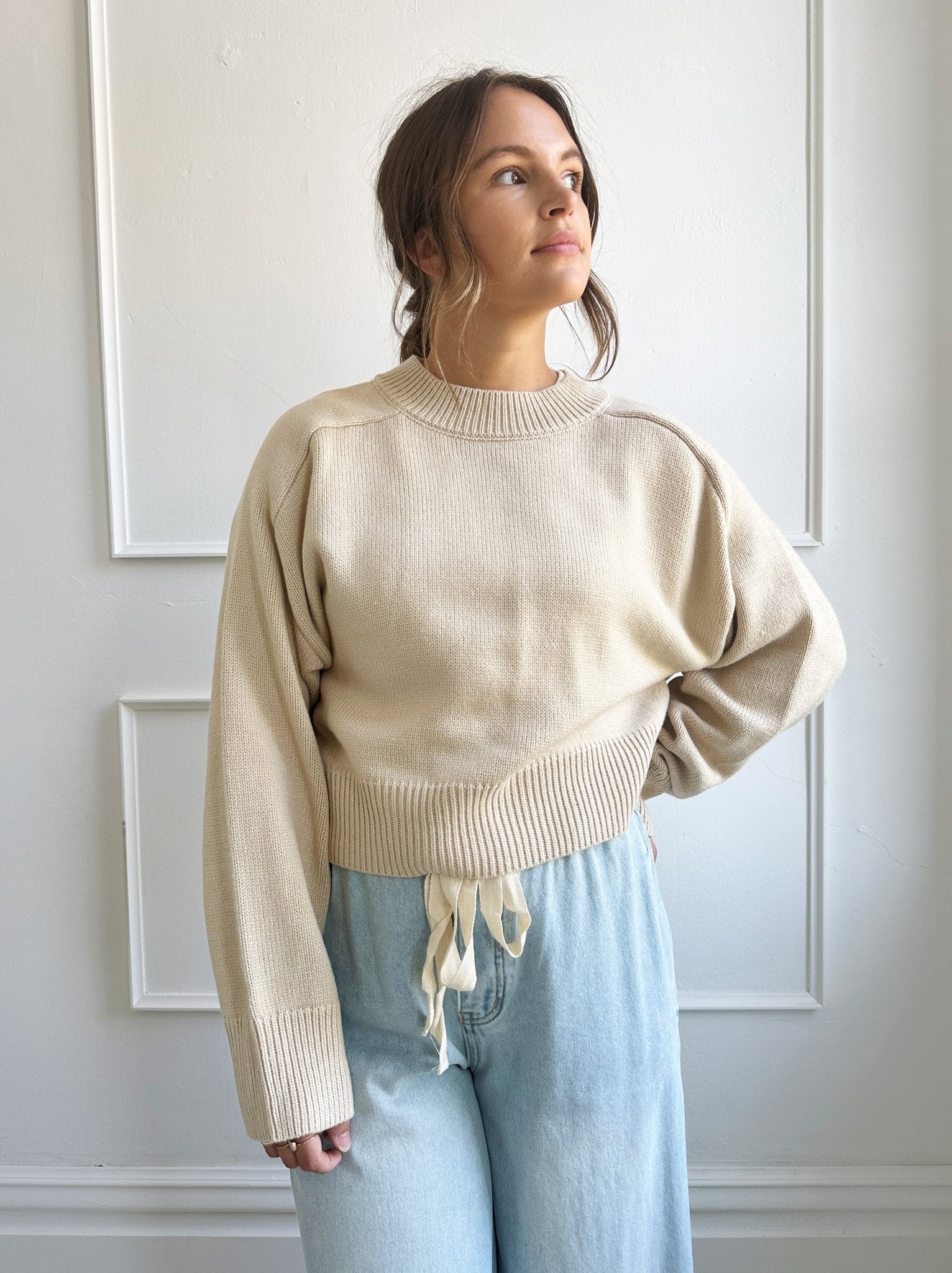 Classic Cropped Sweater - Spring Sweet