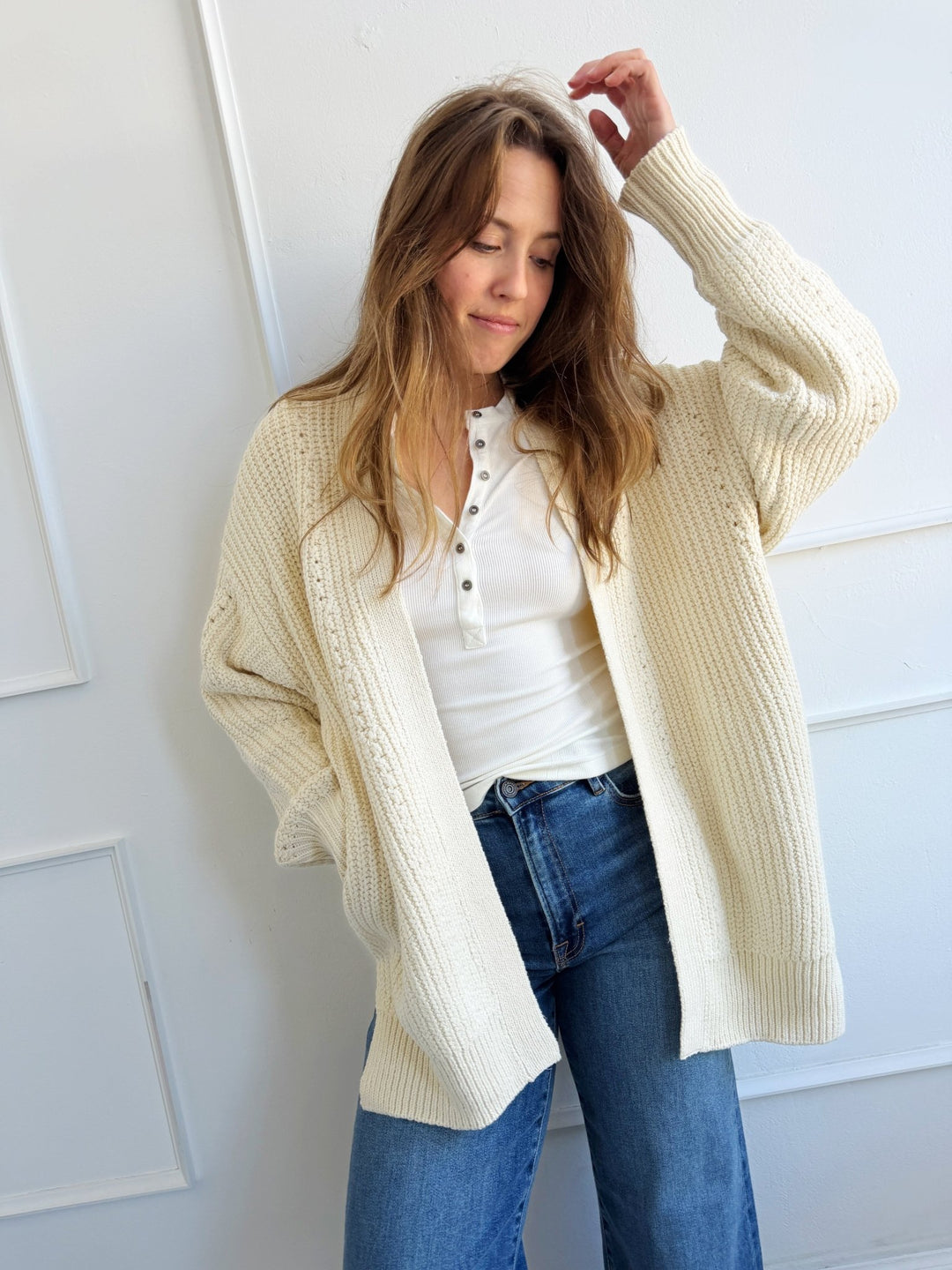 Classic Knit Open Cardigan - Spring Sweet