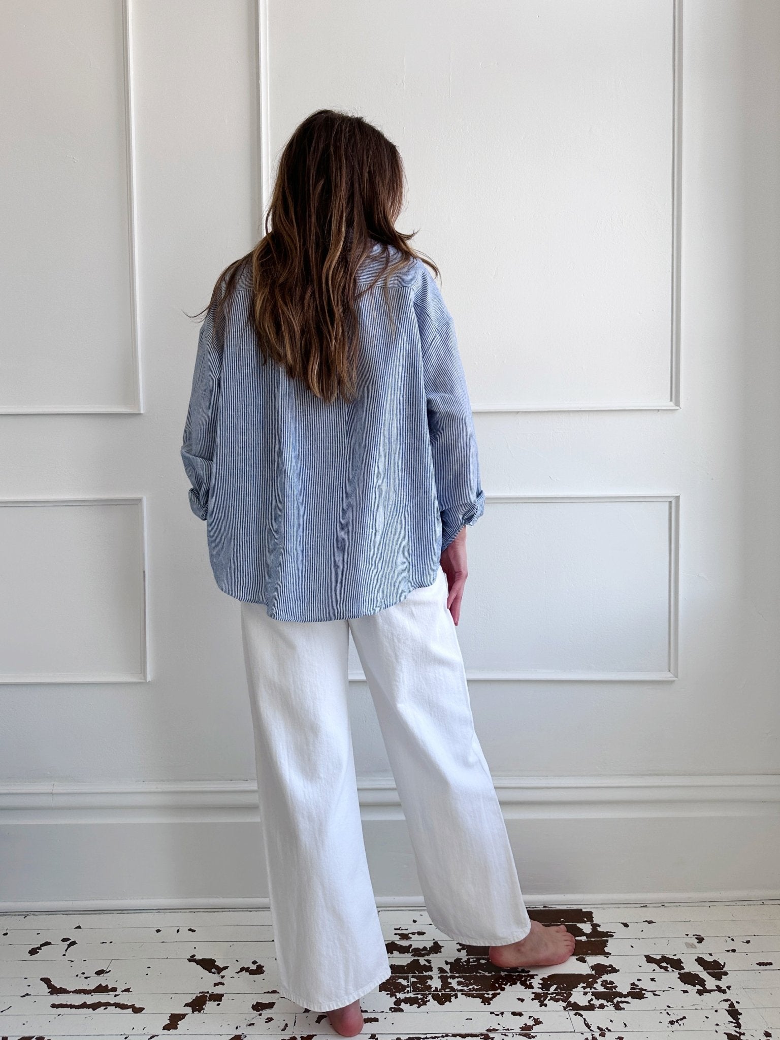 Classic Linen Pinstripe Button - down - Spring Sweet