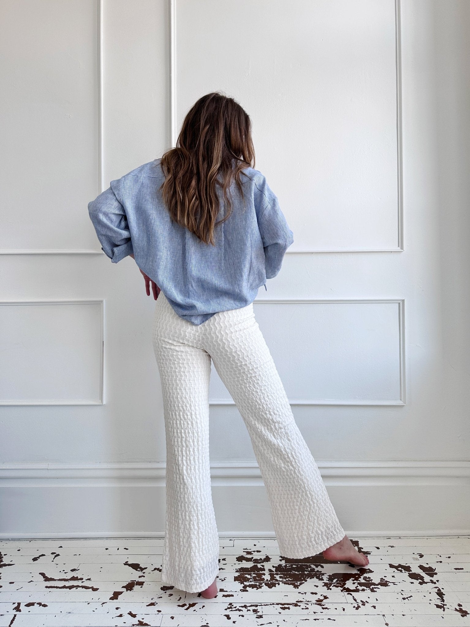 Classic Linen Pinstripe Button - down - Spring Sweet