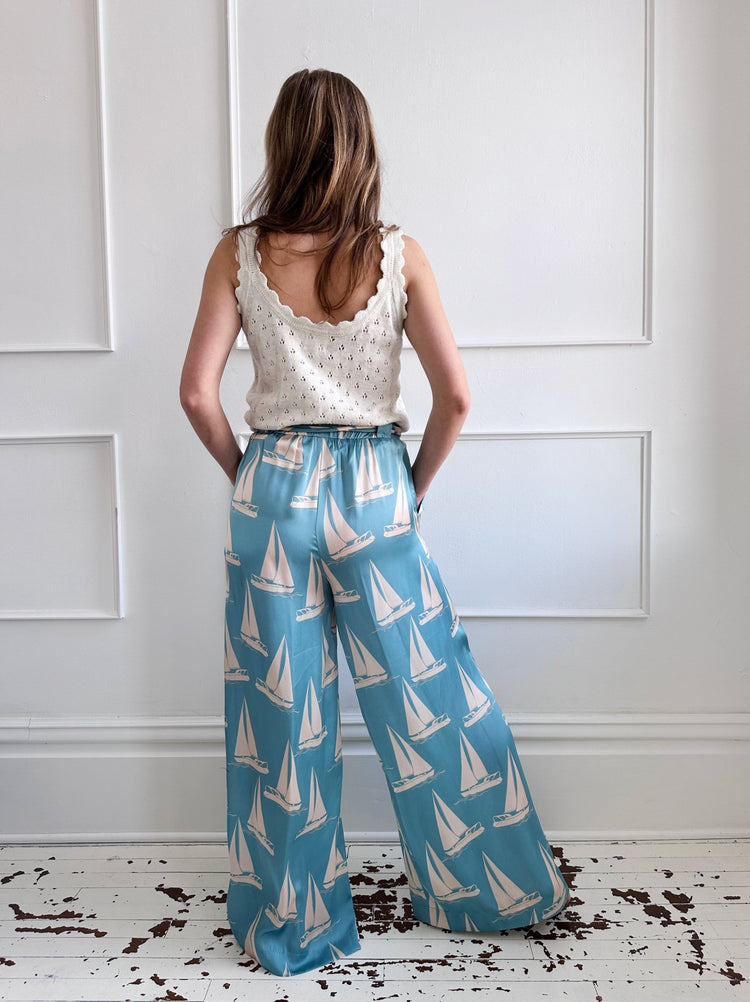 Coastal Satin Pants - Spring Sweet