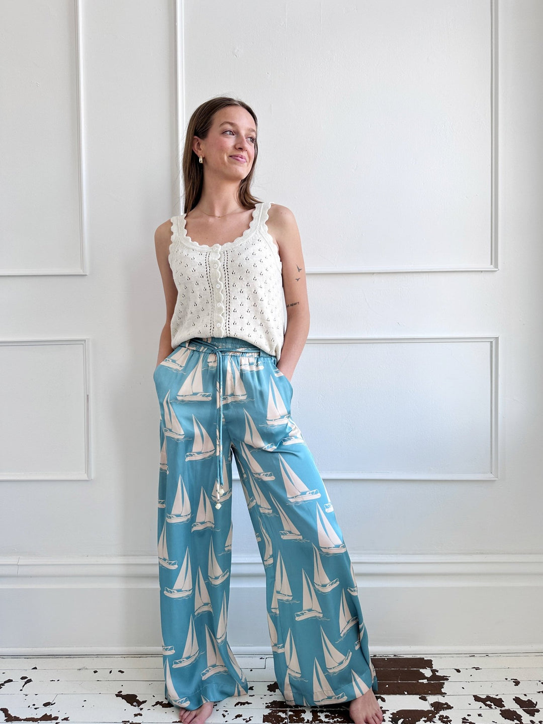 Coastal Satin Pants - Spring Sweet