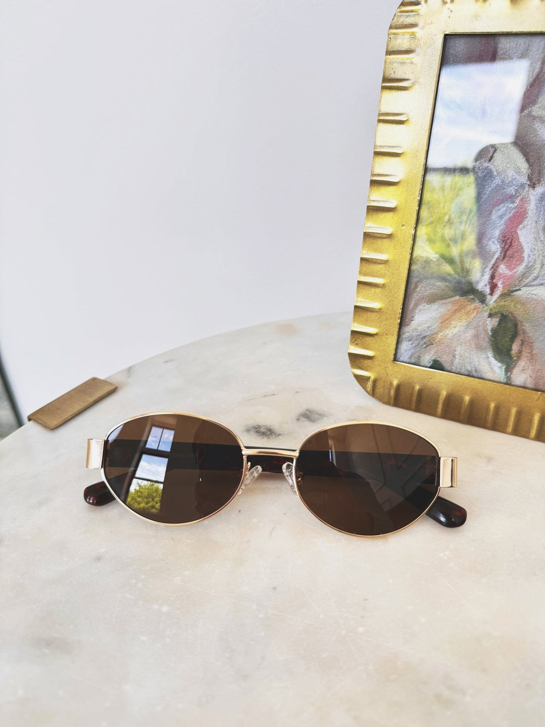 Coco Oval Metal Sunglasses - Spring Sweet