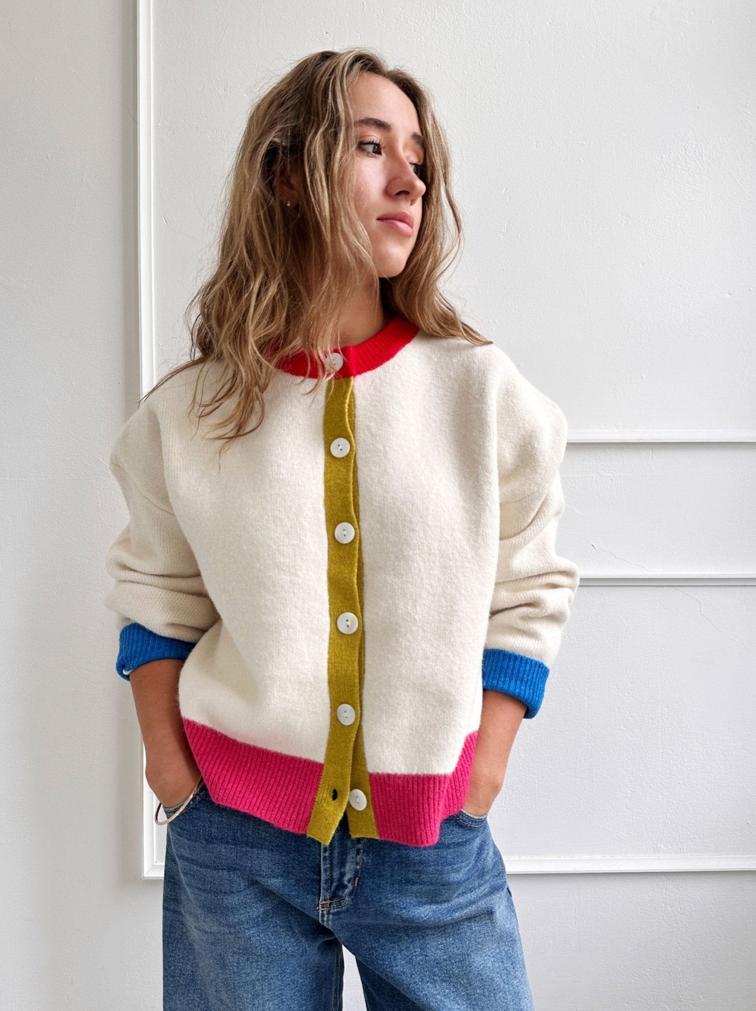Color Block Cardigan Sweater - Spring Sweet