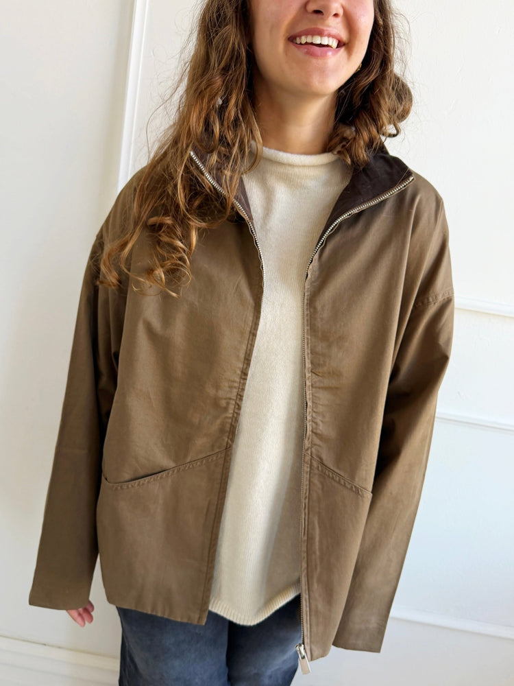 Corduroy Collar Zip Up Jacket - Spring Sweet