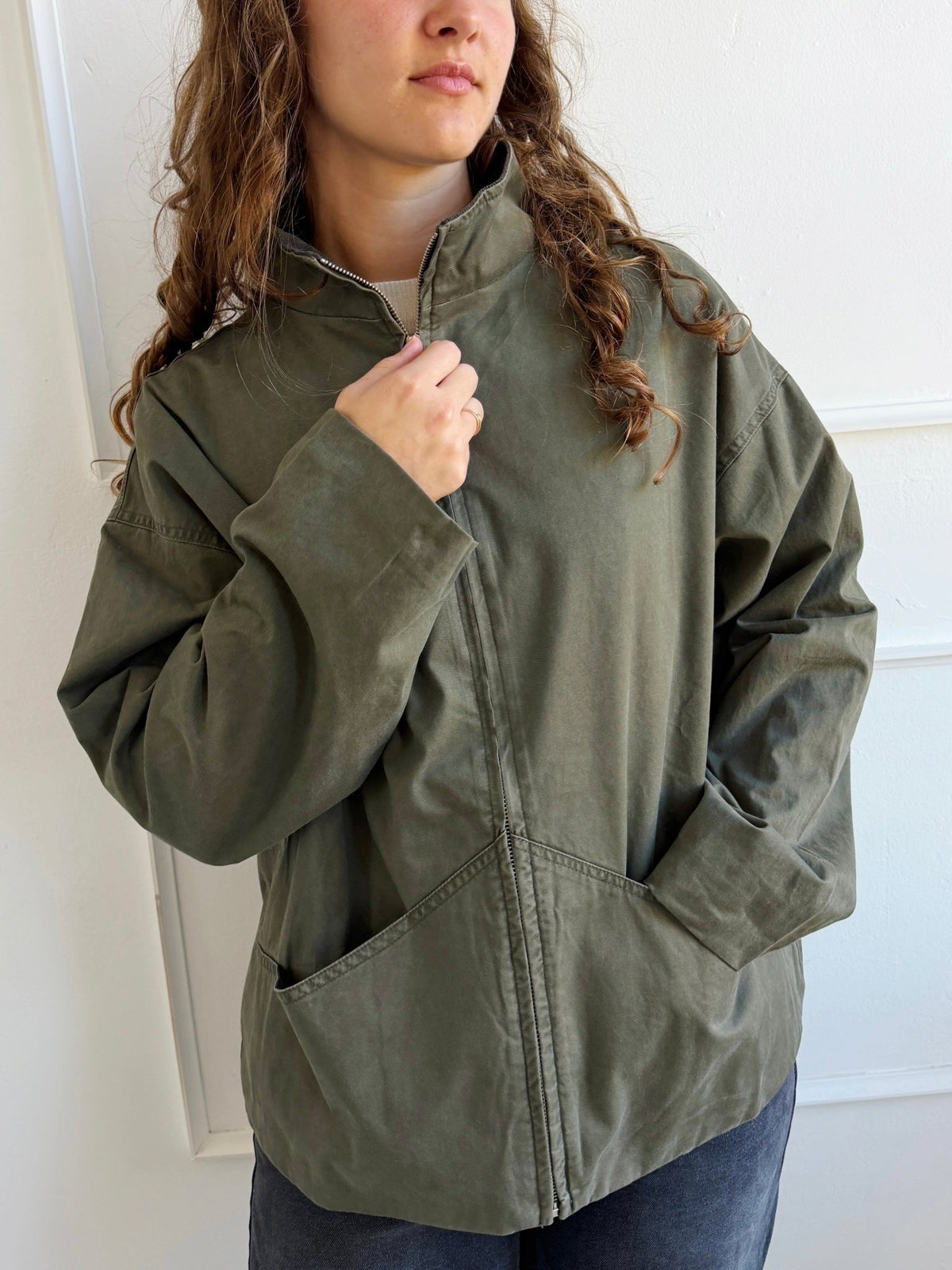 Corduroy Collar Zip Up Jacket - Spring Sweet