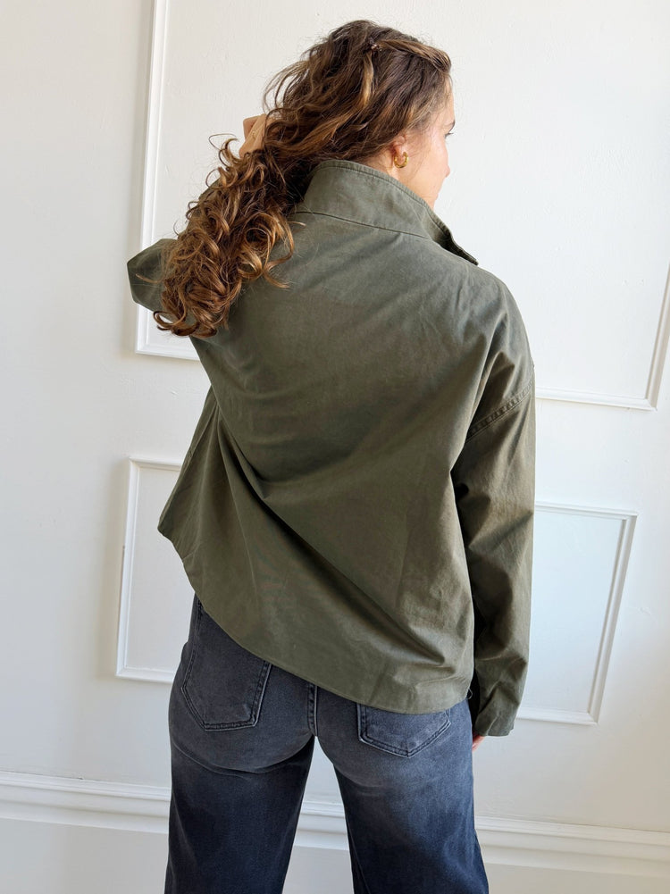Corduroy Collar Zip Up Jacket - Spring Sweet