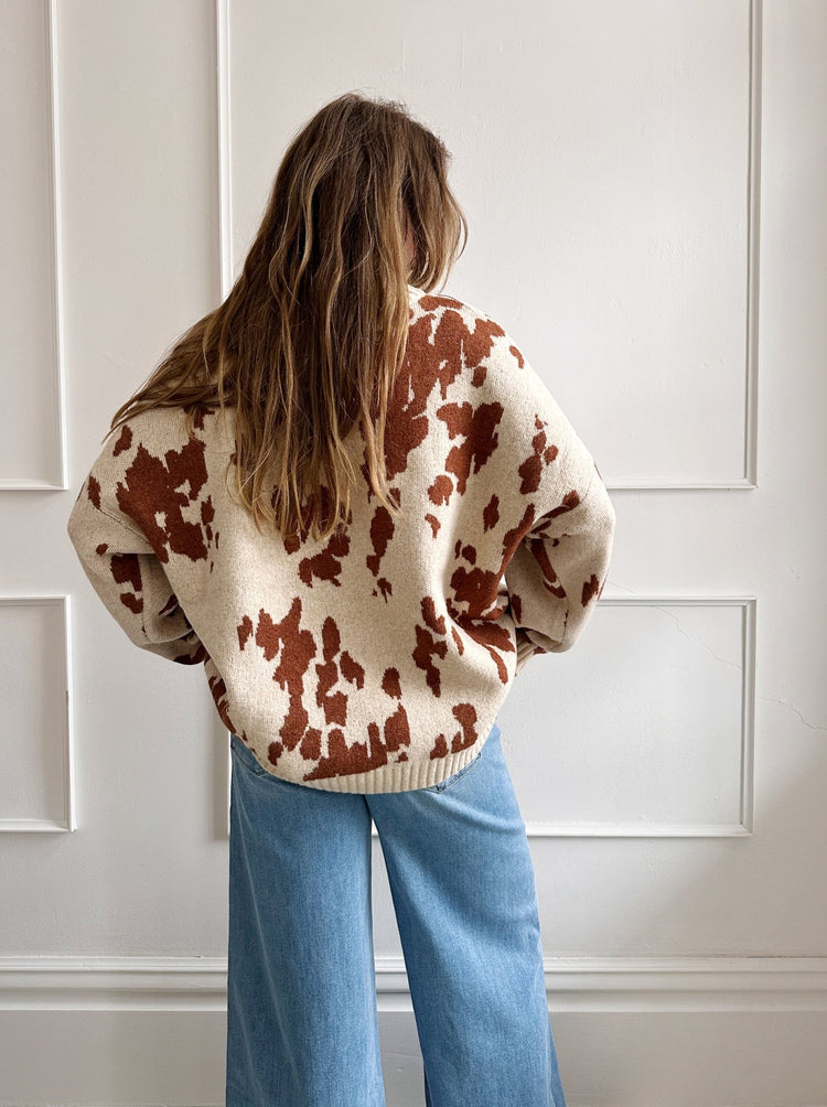 Cow Print Sweater - Spring Sweet