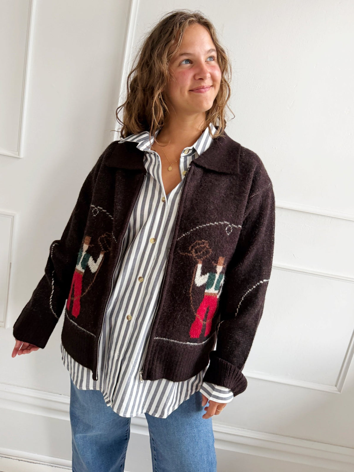 Cowboy Zip Up Sweater - Spring Sweet