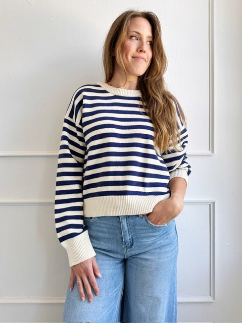 Crew Neck Stripe Pullover - Spring Sweet