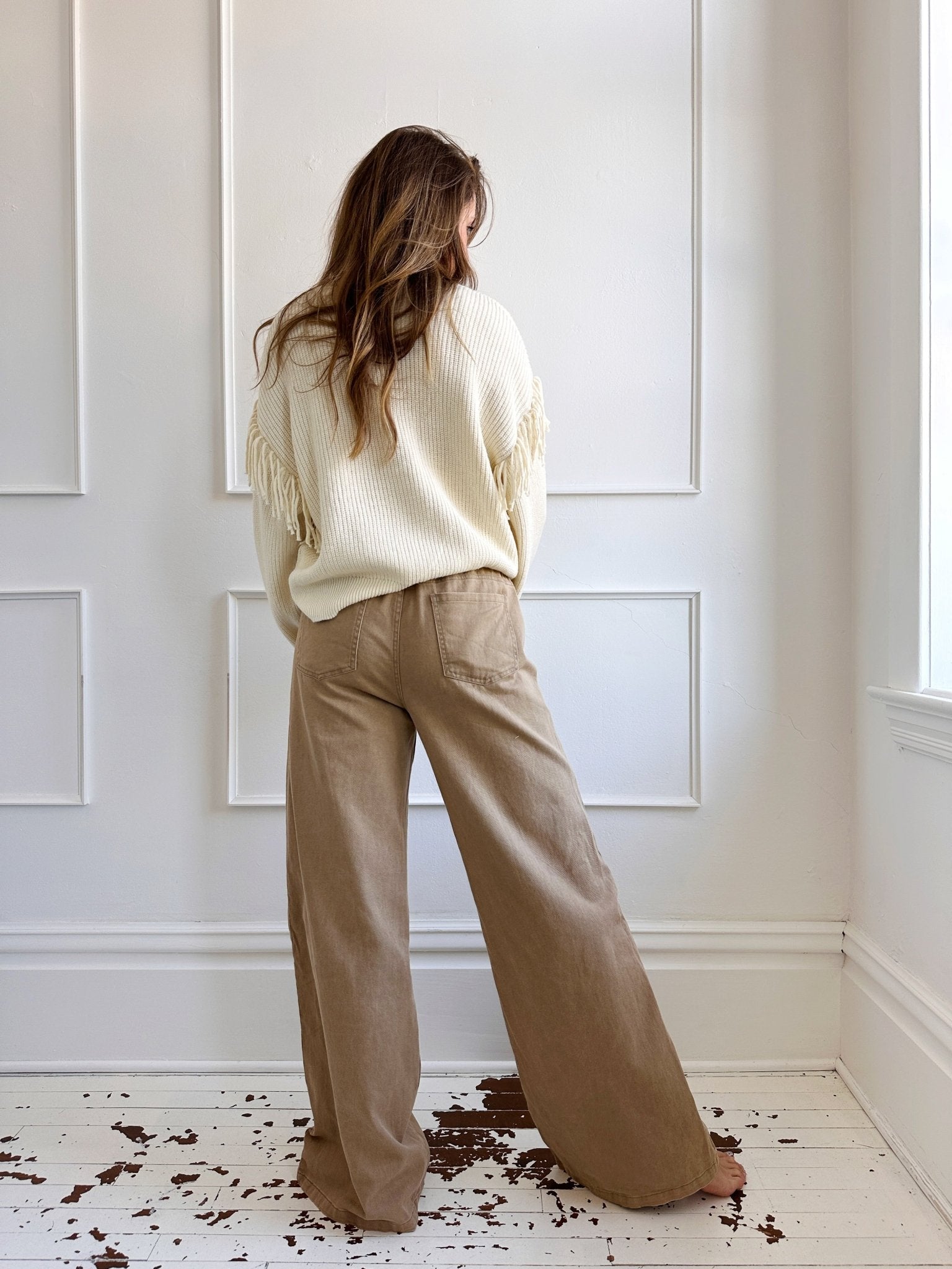 Crew Neck Sweater W/ Fringe - Spring Sweet