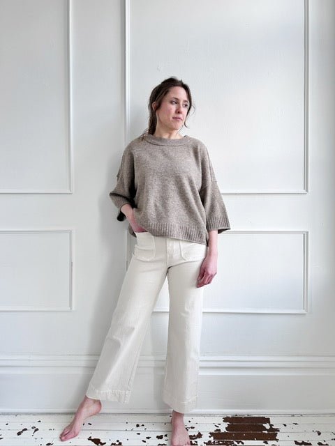 Crewneck Oversized Short Sleeve Sweater - Spring Sweet