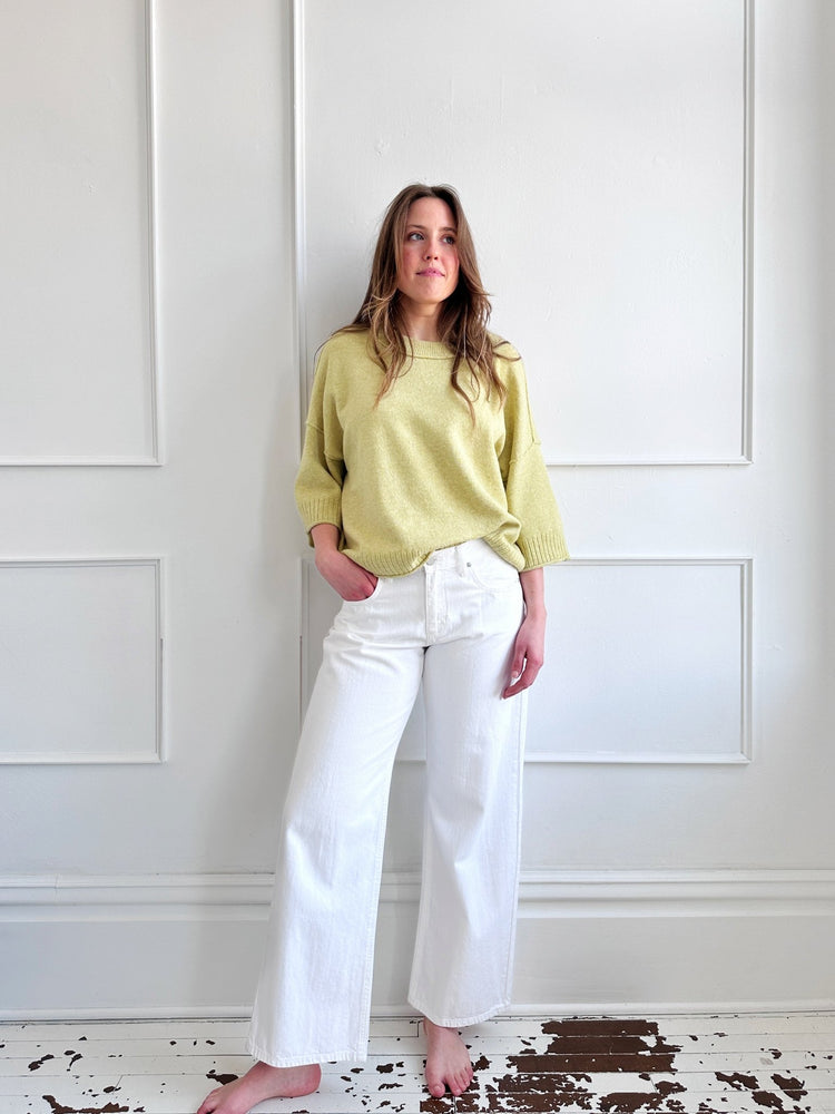 Crewneck Oversized Short Sleeve Sweater - Spring Sweet