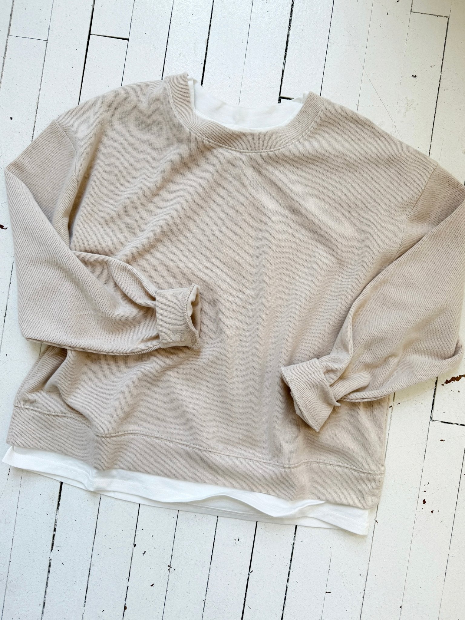 Crewneck Pullover w/ White Tee - Spring Sweet