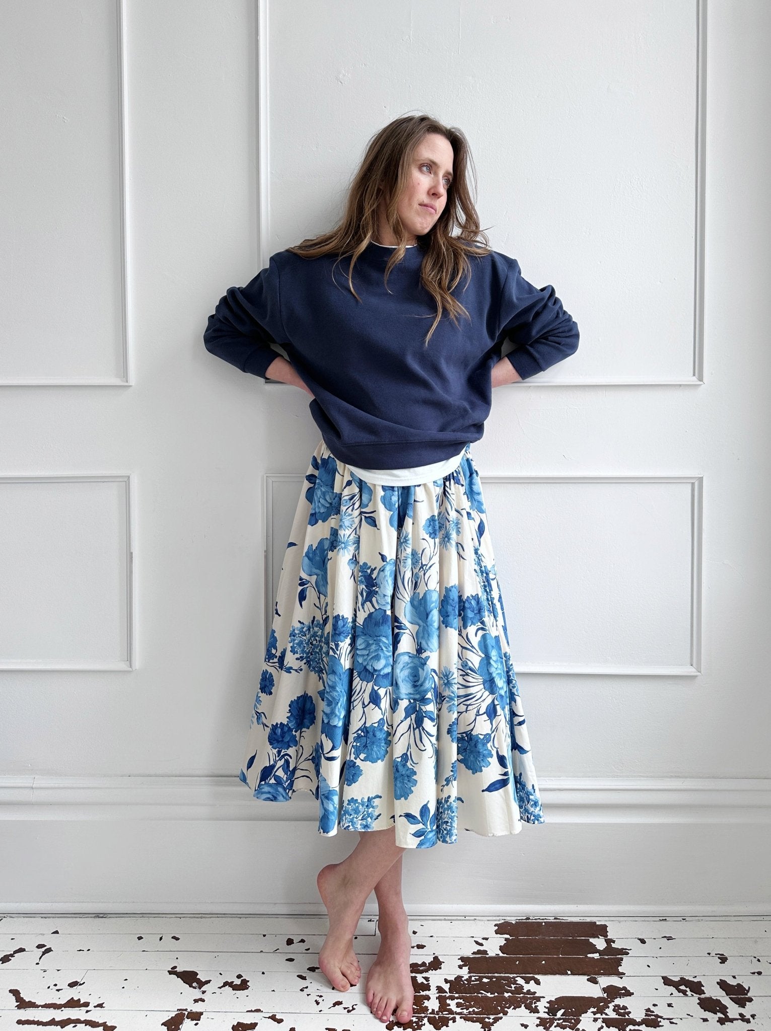 Crewneck Pullover w/ White Tee - Spring Sweet