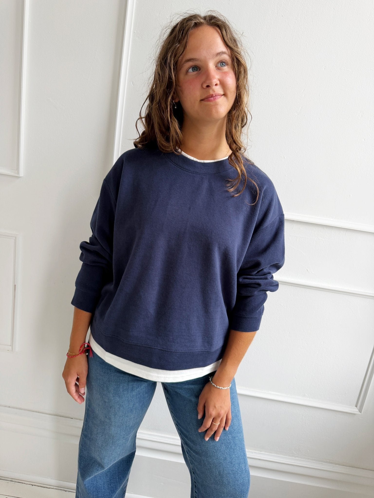 Crewneck Pullover w/ White Tee - Spring Sweet