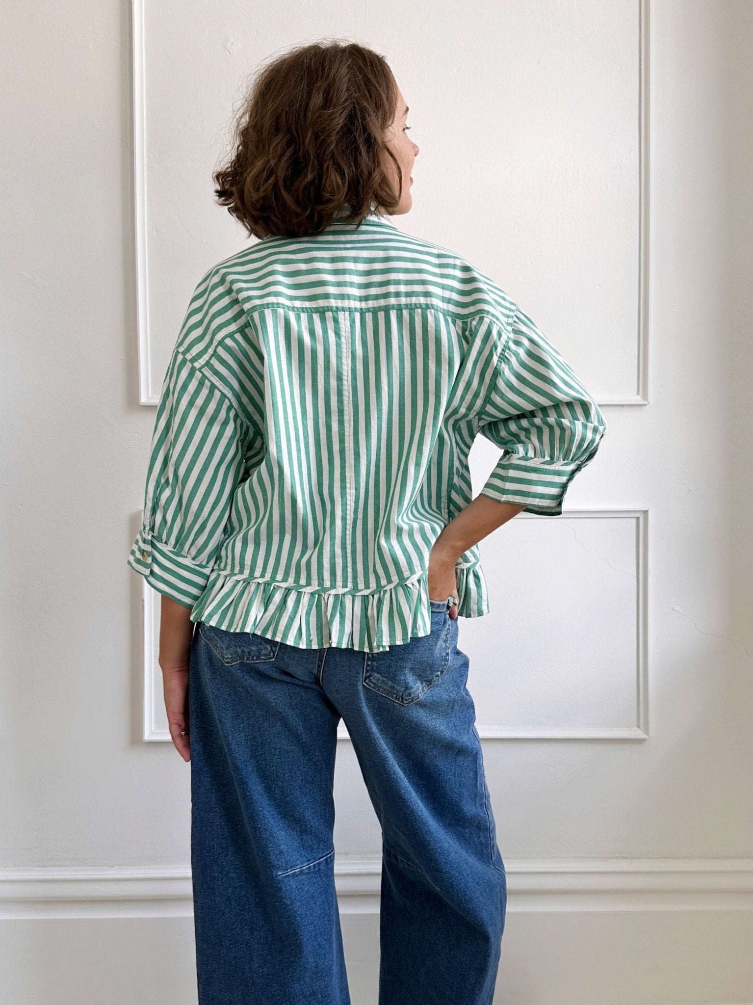Cropped Button Up w/ Ruffle Hem - Spring Sweet
