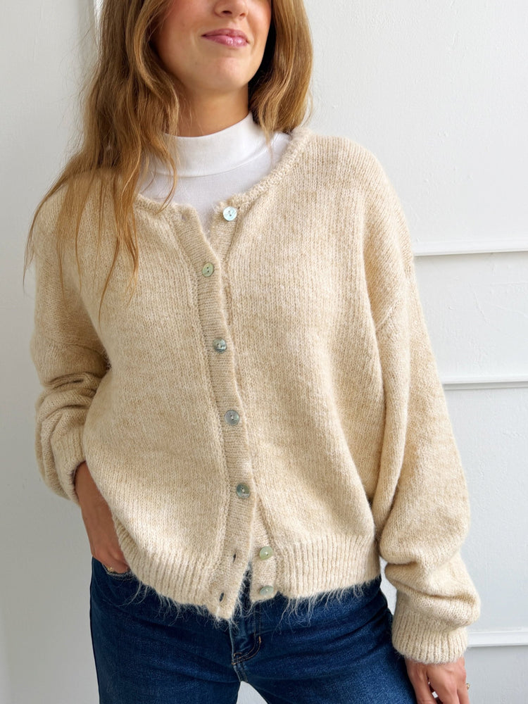 Cropped Cardigan w/ Shell Buttons - Spring Sweet