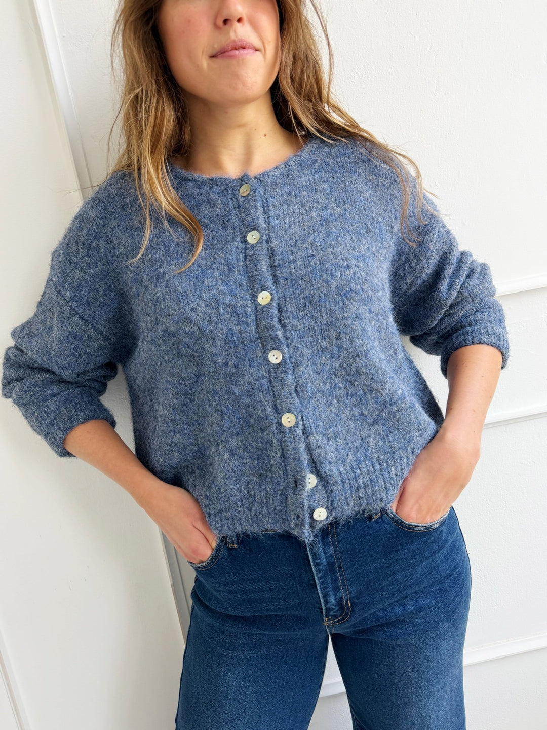 Cropped Cardigan w/ Shell Buttons - Spring Sweet