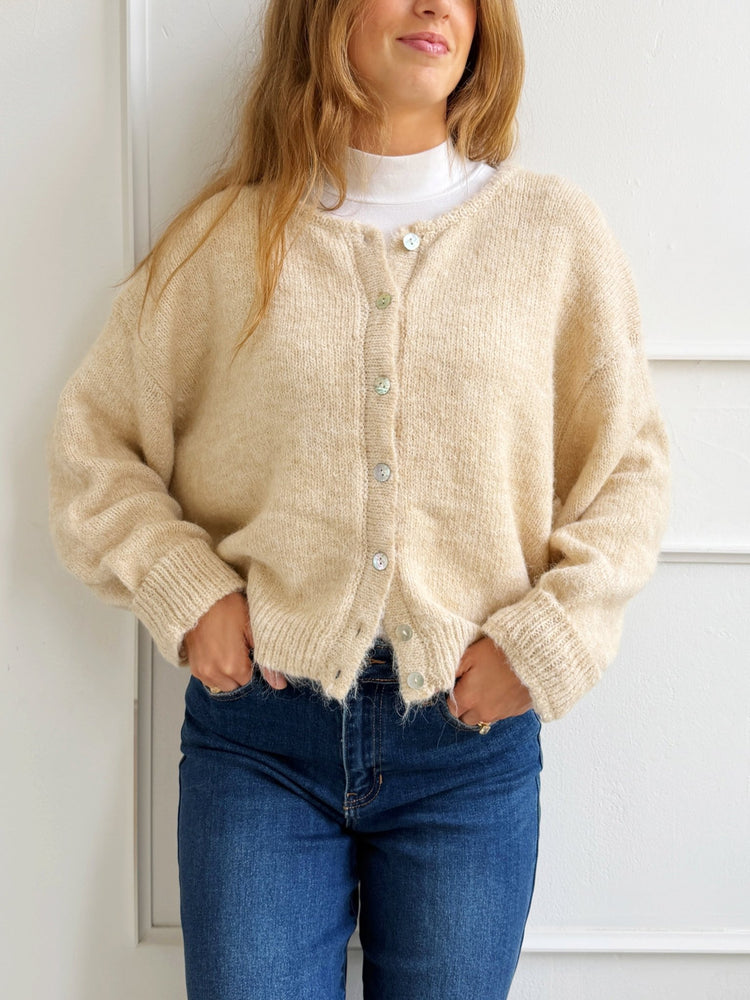 Cropped Cardigan w/ Shell Buttons - Spring Sweet