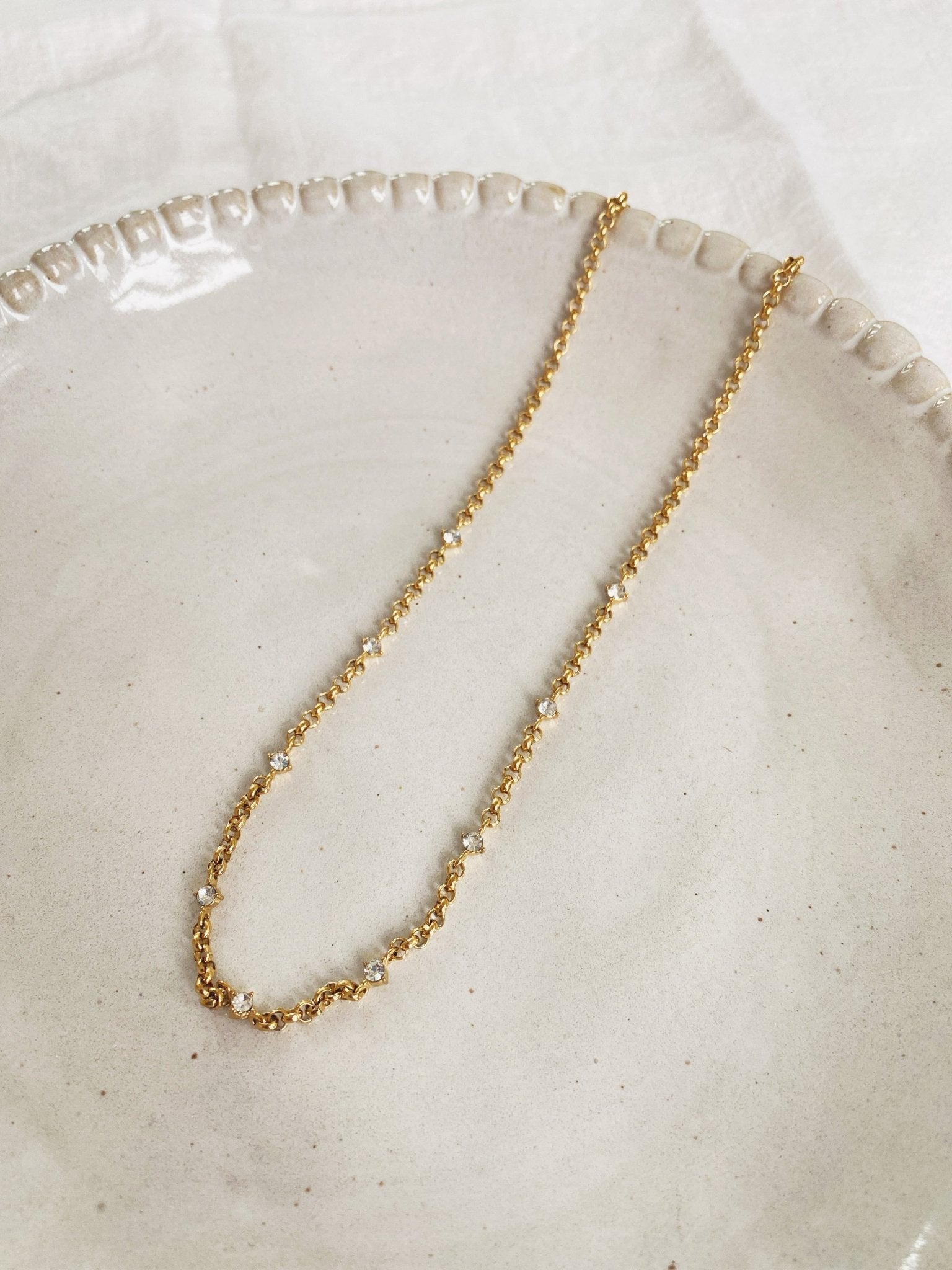 Dainty CZ Necklace, Gold Plated - Spring Sweet