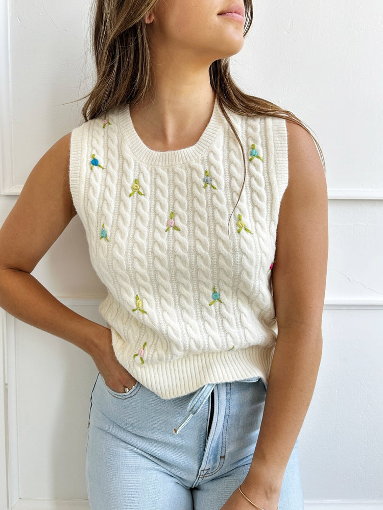 Dainty Floral Sweater Vest - Spring Sweet