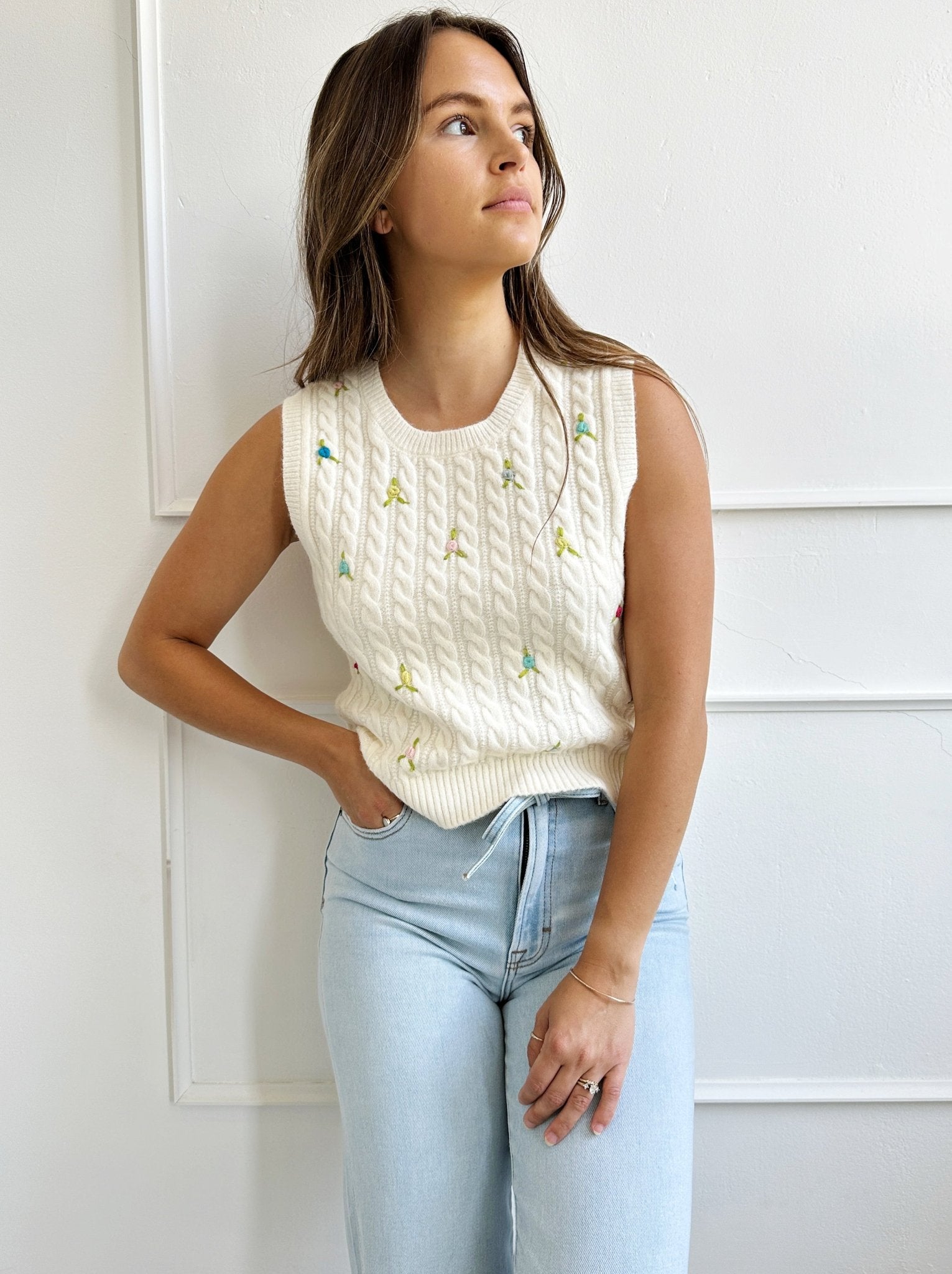 Dainty Floral Sweater Vest - Spring Sweet