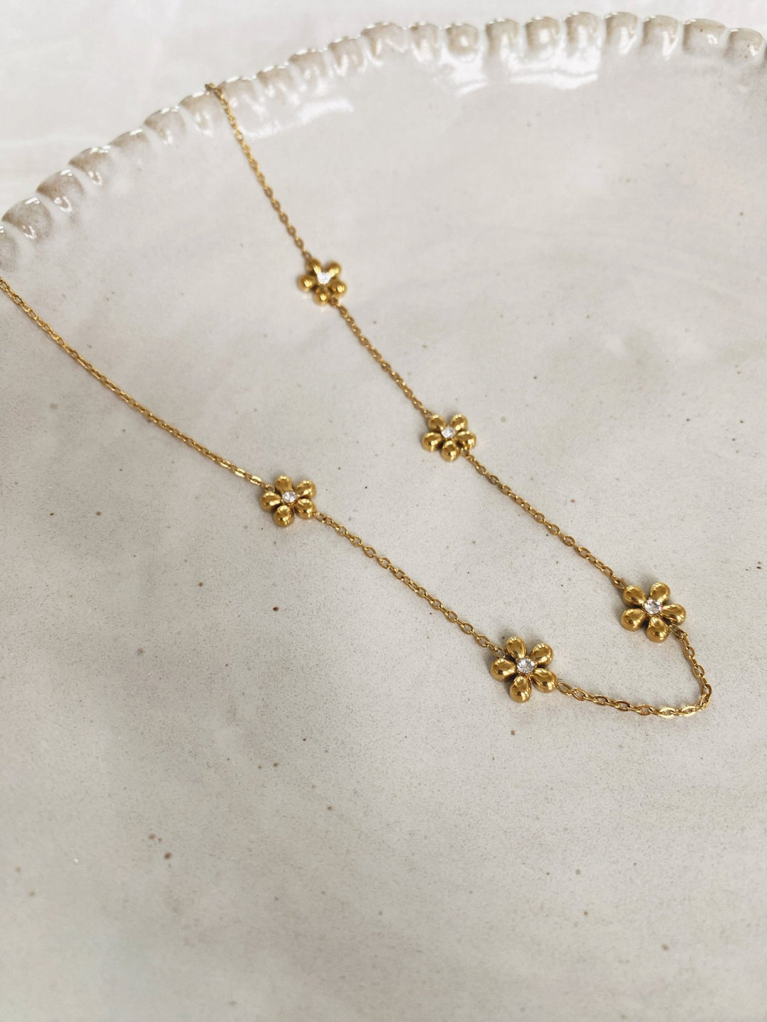 Daisy Flower Necklace, Gold Plated - Spring Sweet