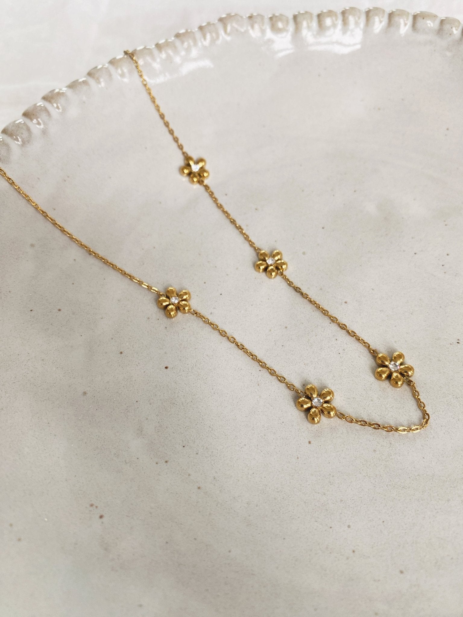 Daisy Flower Necklace, Gold Plated - Spring Sweet