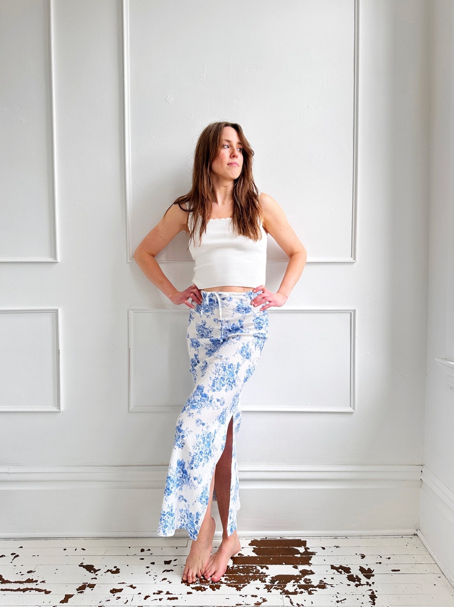Delft Linen Bias Cut Maxi - Spring Sweet
