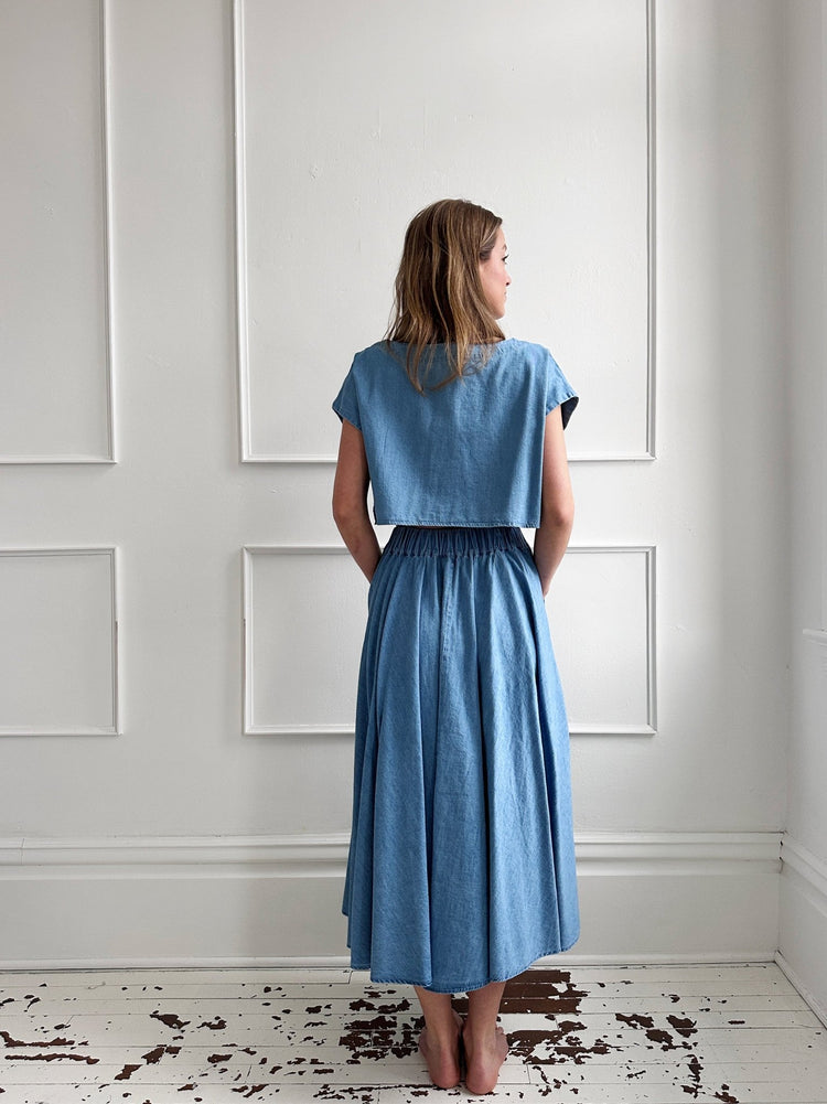 Denim Midi Skirt - Spring Sweet