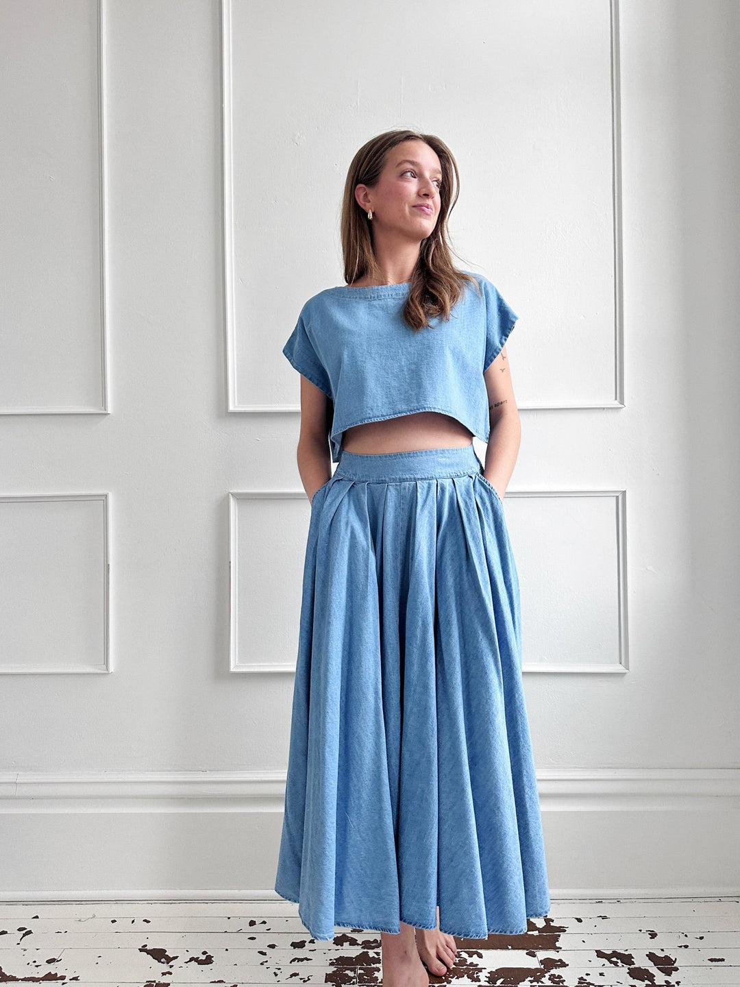 Denim Midi Skirt - Spring Sweet