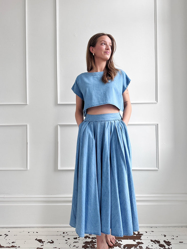 Denim Midi Skirt - Spring Sweet