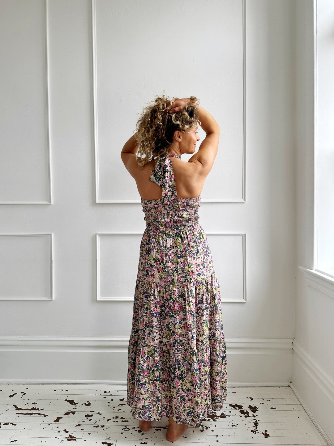 Ditzy Print Halter Midi Dress - Spring Sweet