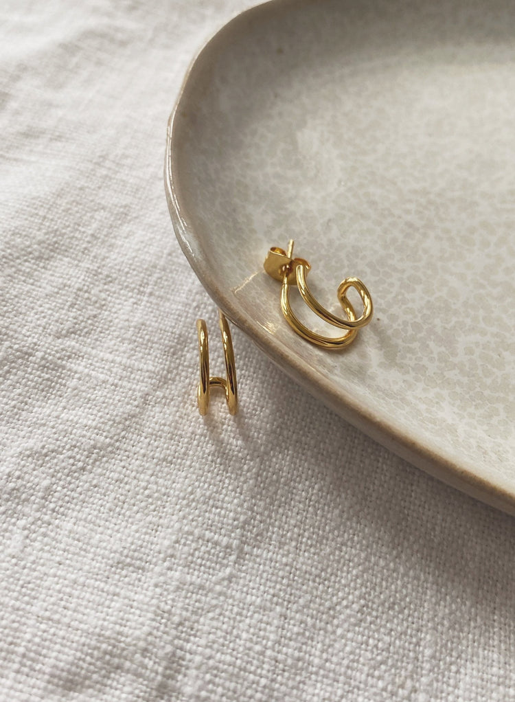 Double Layer Hoops, Gold Plated - Spring Sweet
