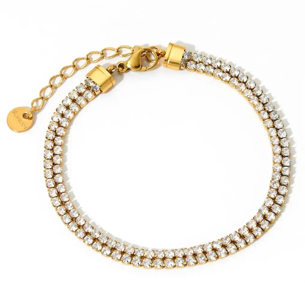 Double Layer Tennis Bracelet, Gold Plated - Spring Sweet
