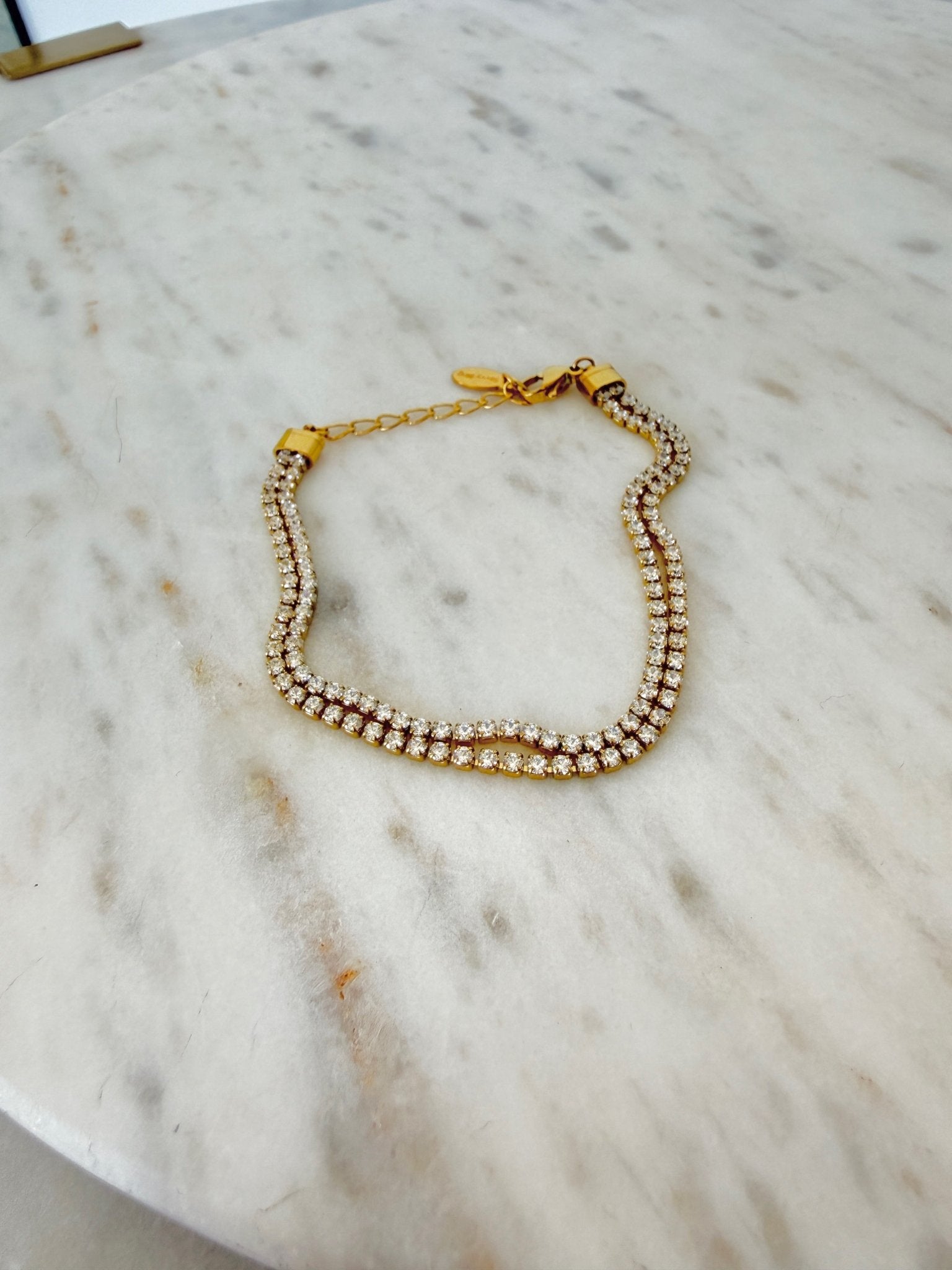 Double Layer Tennis Bracelet, Gold Plated - Spring Sweet