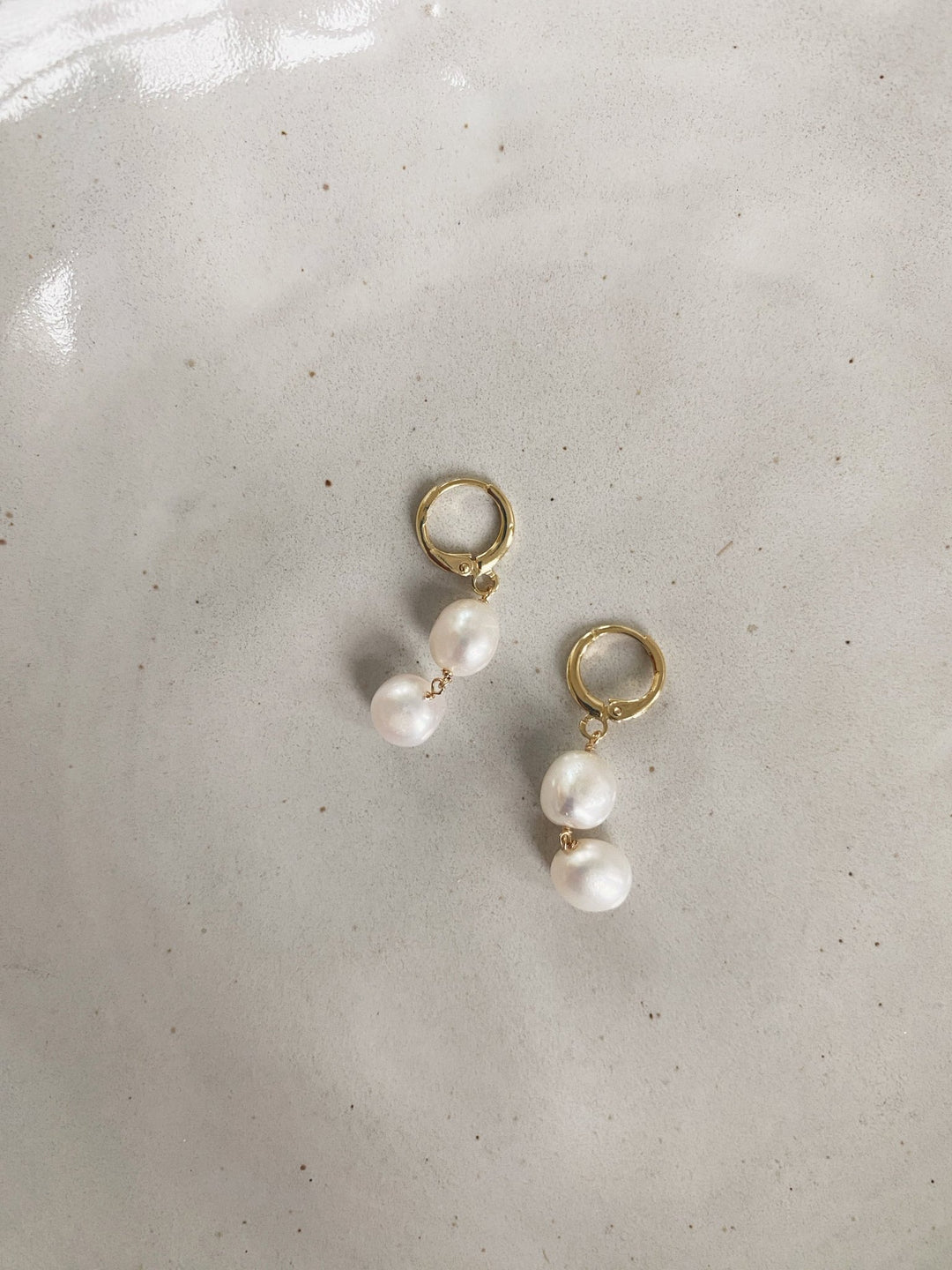 Double Pearl Hoops, Gold Plated - Spring Sweet