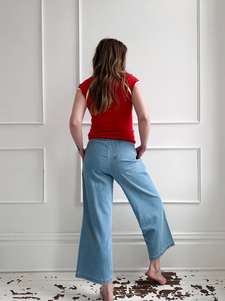 Drawstring Denim Pant - Spring Sweet