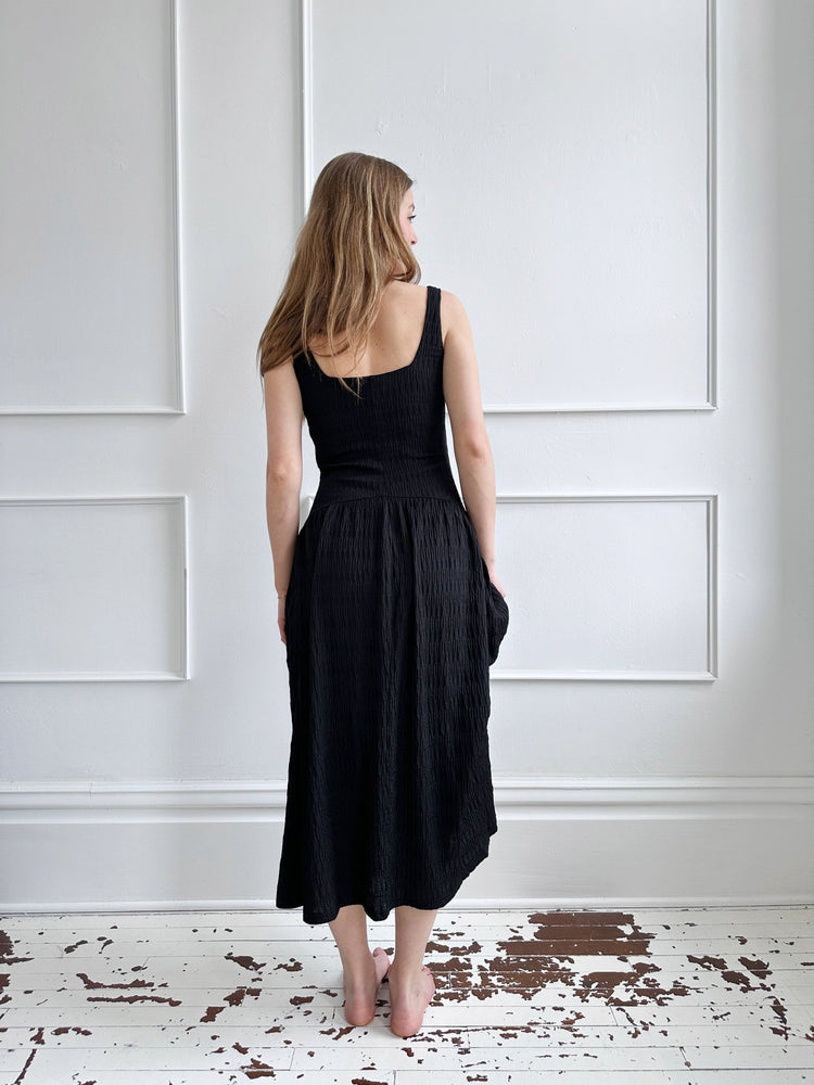 Drop Waist Textured Midi Dress - Spring Sweet