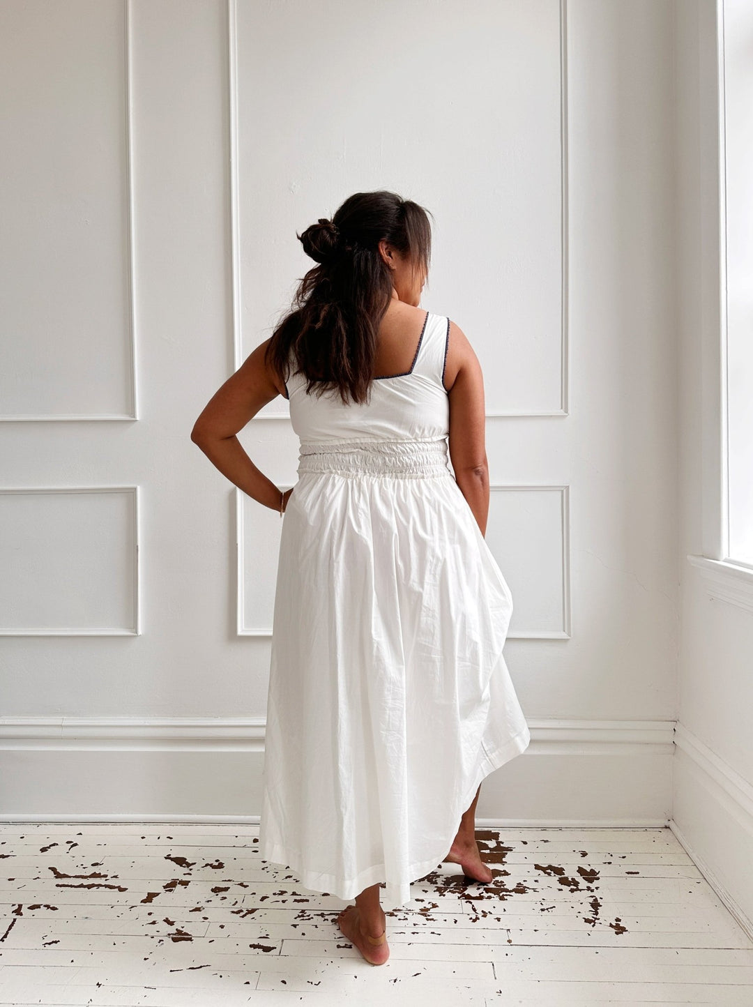 Embroidered Square Neck Midi Dress - Spring Sweet