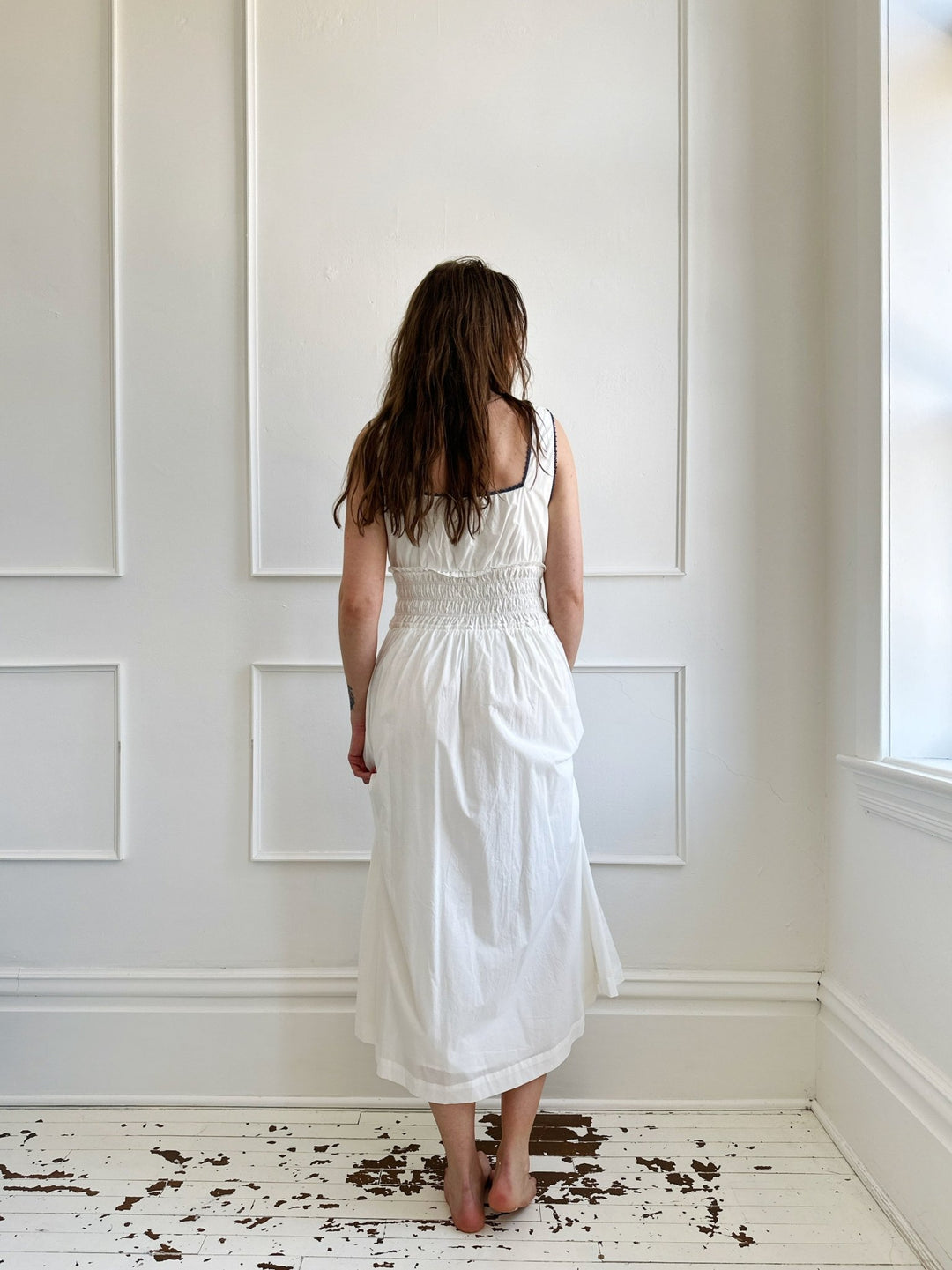 Embroidered Square Neck Midi Dress - Spring Sweet