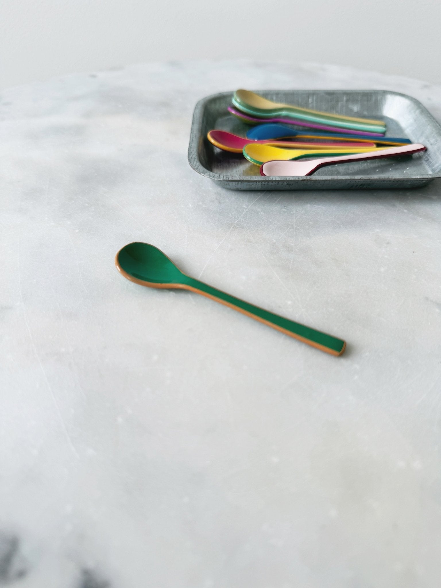 Enameled Salt Spoon - Spring Sweet