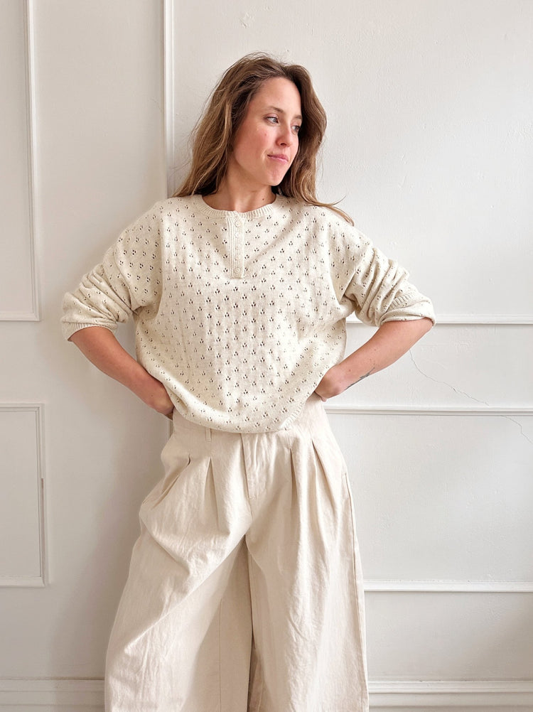 Eyelet Pullover Sweater - Spring Sweet