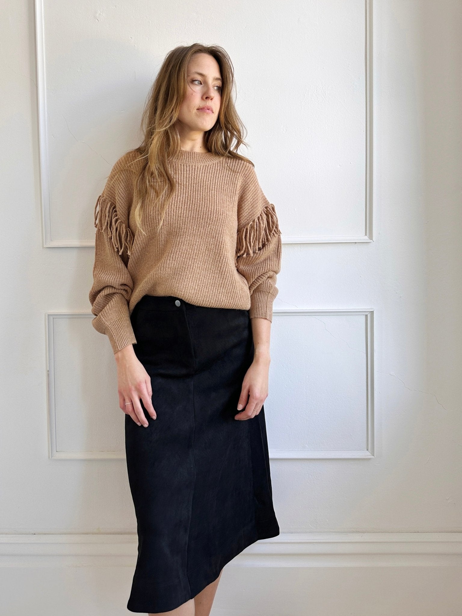 Faux Suede Midi Skirt - Spring Sweet