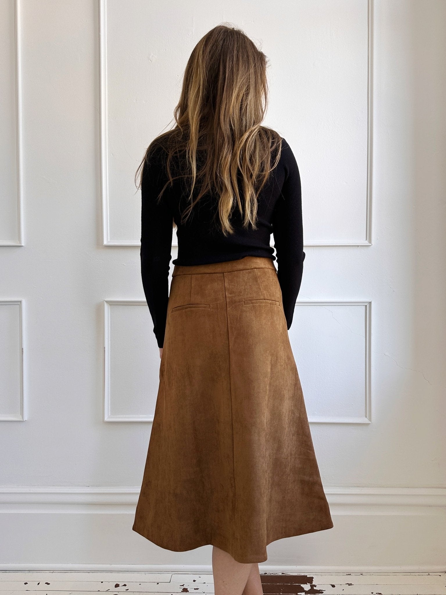 Faux Suede Midi Skirt - Spring Sweet