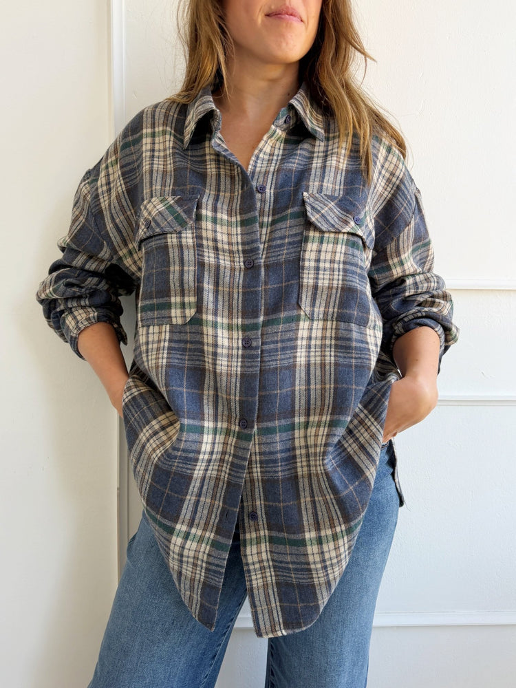 Flannel Top w/ Front Pockets - Spring Sweet