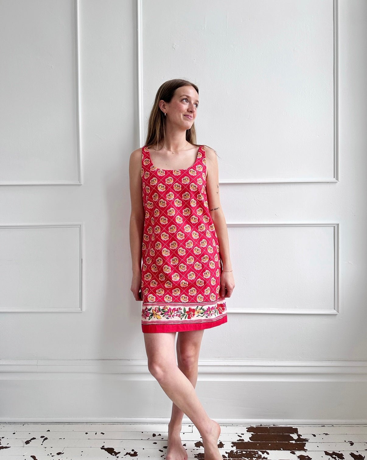 Floral Border Mini Dress - Spring Sweet